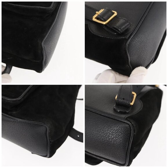 GUCCI Bamboo Backpack Suede Leather Black Auth - Picture 15 of 15